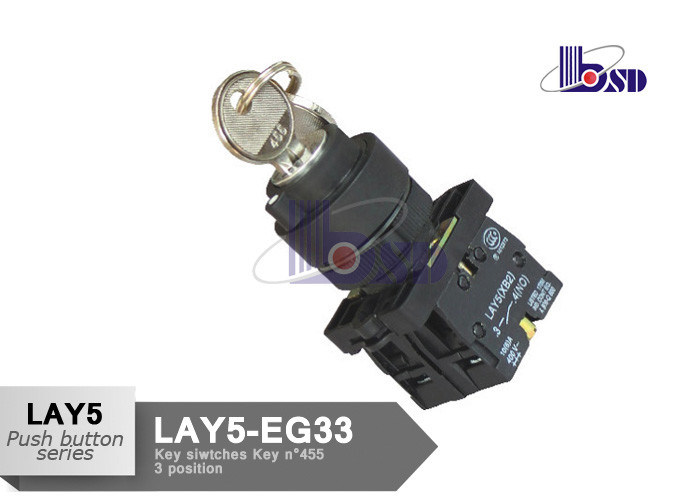 Stable Selector Switch 3 Position Spring Return Key Switch ROHS And UL