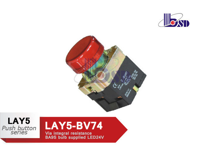 Red Push Button Light Switch With Led Via Integral Resistance LEC60947