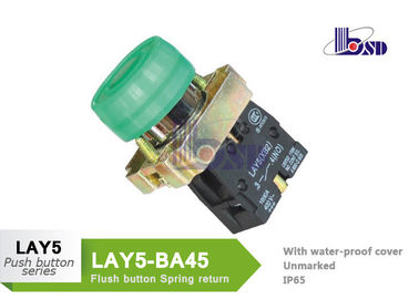 LAY5（XB2）-BP31 green color spring return flat button push button swithes，With water-proof cover,Unmarked,IP65
