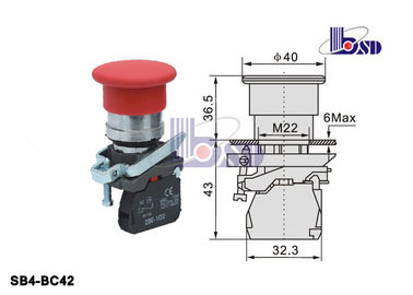 Red Mushroom Head  Push Button Switch SB4 Series As Emergency Signals