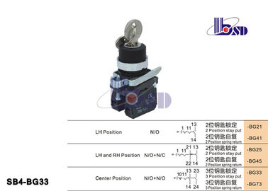 Metal Push Button Switch SB4 Series Key Selector Switch Anti - Electrical Erosion