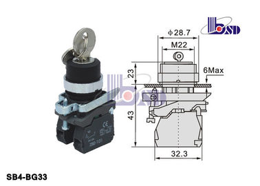 Metal Push Button Switch SB4 Series Key Selector Switch Anti - Electrical Erosion