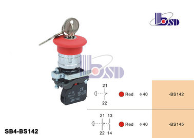 Red  Push Button Switch SB4 Series Selector Key Switch Pollution Grade III