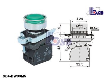 Round Green Push Button Switch SB4 Series 660V GB/T14048 1 OEM Service