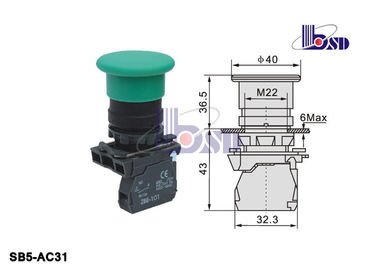 Mushroom Head Emergency  Push Button Switch SB5 Series Green OEM Service