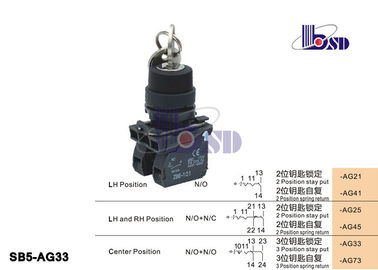 Electric Push Button Switch SB5 Series / 3 Position Keyed Selector Switch