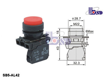 Professional Red Push Button Lamp Switch With 1NC Contact As Indicating Signals