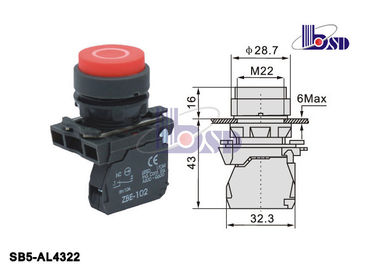 Convex Red Push Button Switch SB5 Series With Symbol Logo Anti - Electrical Erosion