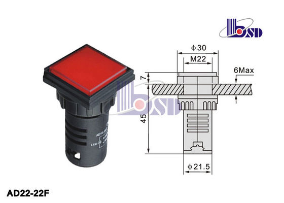 Square Shape Safe Led Indicator Lamp  Red Led Panel Mount Indicators